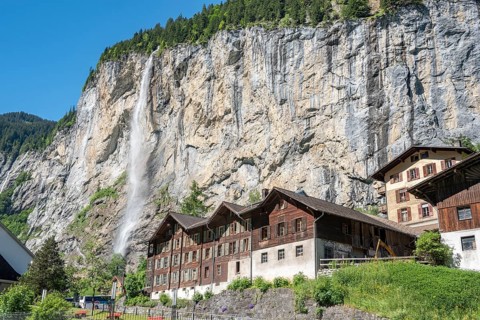 Rock face with Staubbach Falls
