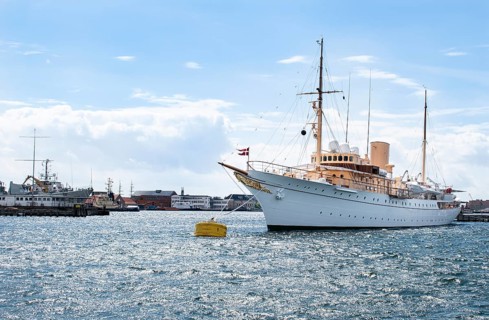 King yacht Dannebrog in the harbour