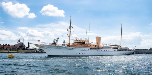 King yacht Dannebrog in the harbour