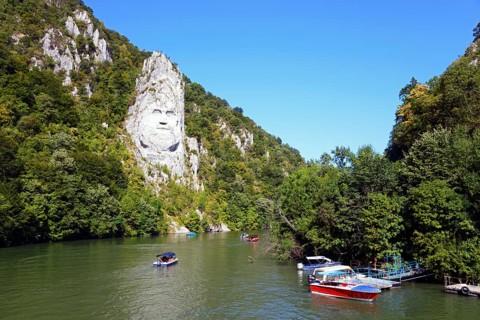 Statue of the Daker King Decebalus on the banks of the Danube