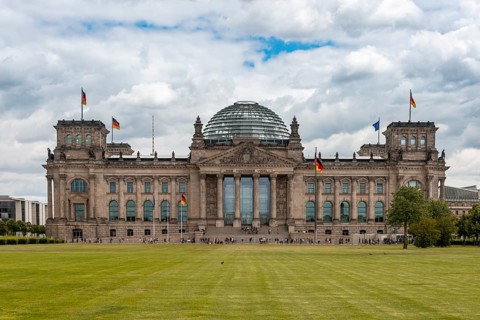 Reichstag and Germany Flag