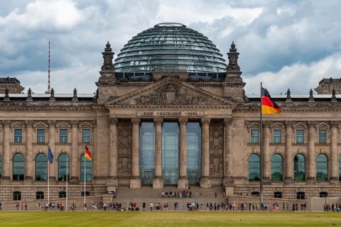 Reichstag and Germany Flag