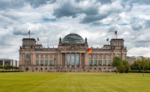 Reichstag and Germany Flag