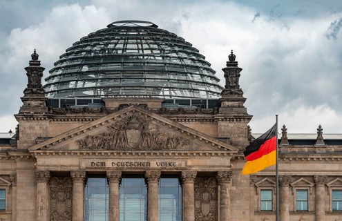 Reichstag and Germany Flag