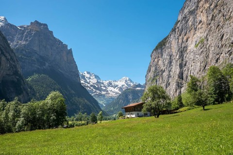 Mountain landscape in the Lauterbrunnen Valley