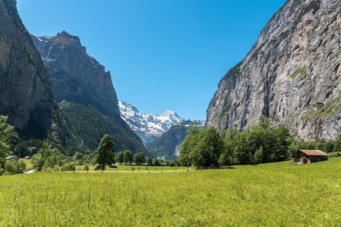 Mountain landscape in the Lauterbrunnen Valley
