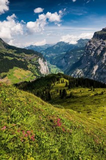 View of Muerren and the Lauterbrunnen Valley