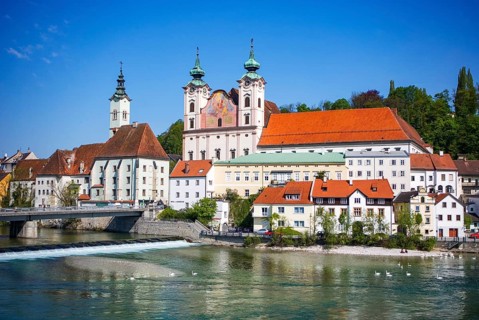 Confluence of the Enns and Steyr rivers