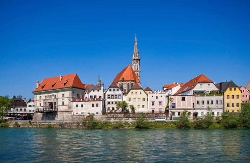 City view with river Enns