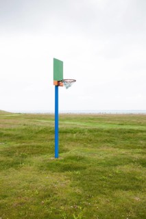 Lonely basketball hoop on the Hallig Langeness