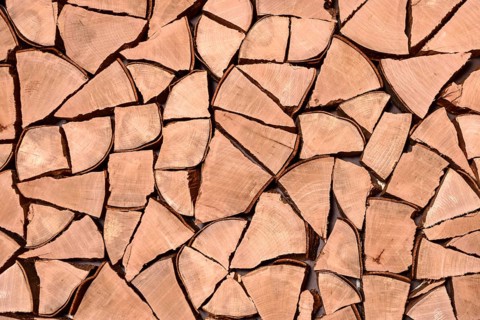 Split firewood as wall cladding