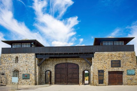 Entrance gate to the protective custody camp