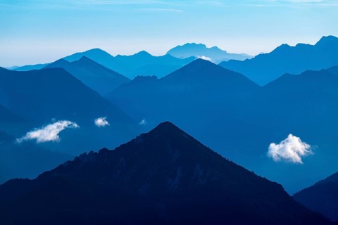 Blue hour with Lechtaler Alps and small clouds