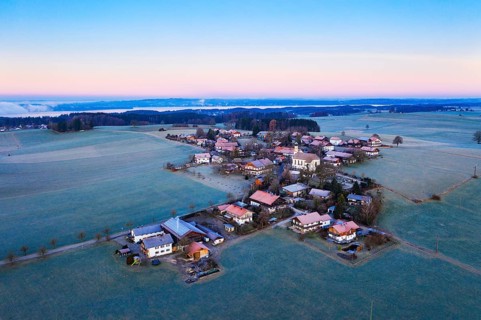 Village Berg near Eurasburg at dawn