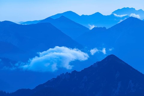Blue hour with Lechtaler Alps and small clouds