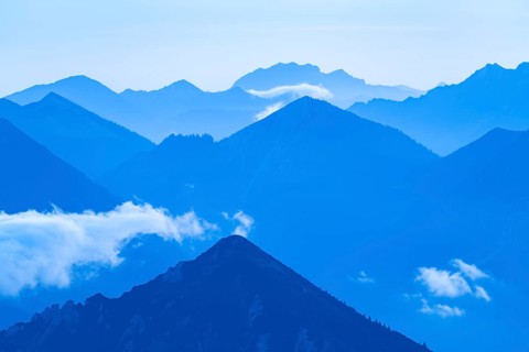Blue hour with Lechtaler Alps and small clouds