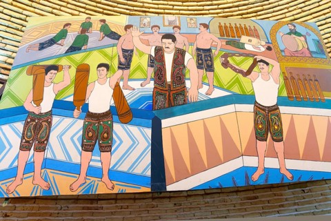 Mural decoration in the Yazd Zourkhaneh known as gymnasium or house of Strength