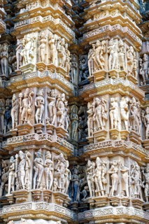Sculptures on the walls of Kandariya Mahadeva Temple known as the Great God of the Cave