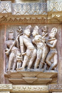 Sculptures on the walls of Lakshmana Temple
