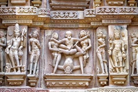 Sculptures on the walls of Kandariya Mahadeva Temple known as the Great God of the Cave