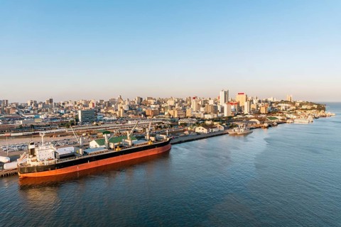 Downtown cityscape with harbour