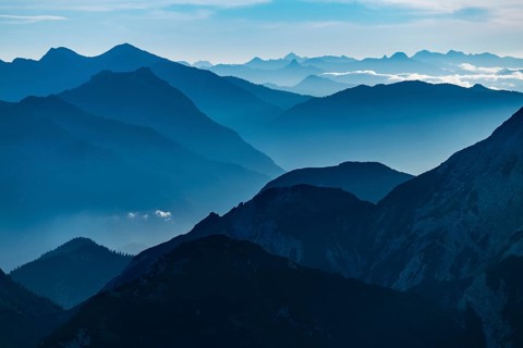 Blue hour with Lechtaler Alps and small clouds