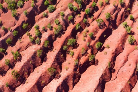 Terraced eroded mountainside
