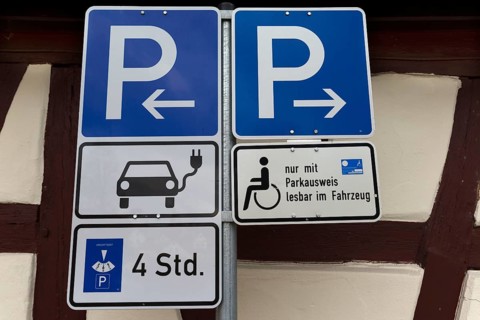 Parking signs for electric cars and disabled people