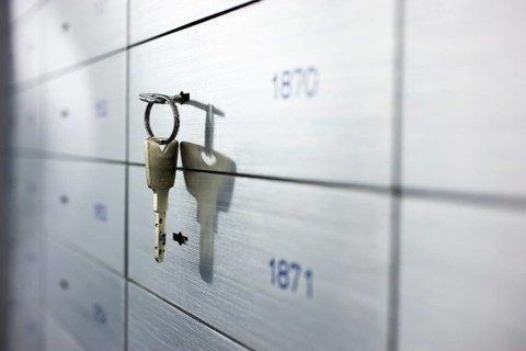 Locker with key in a financial institution