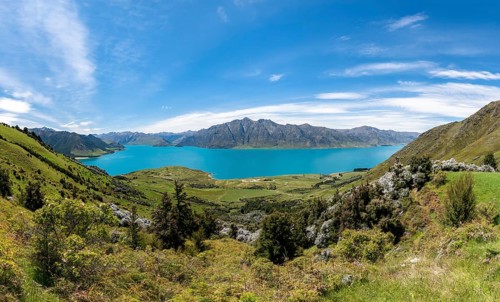 Lake Hawea and mountain panorama