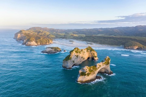 Rock island on Wharariki beach