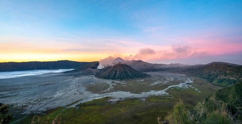 Volcanic landscape at sunrise
