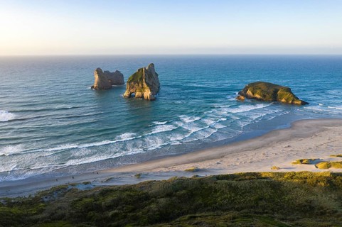 Rock island on Wharariki beach