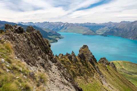 Lake Hawea and mountain panorama