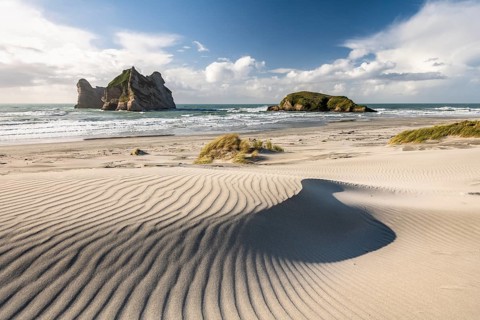 Rock island on Wharariki beach