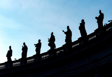 Silhouettes of statues of saints on Bernini colonnades