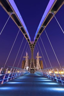 The Lowry bridge during blue hour