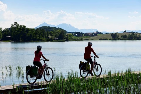 Couple with electric bikes