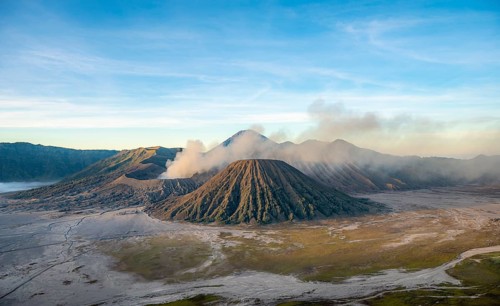 Volcanic landscape at sunrise