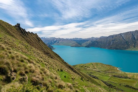 Lake Hawea and mountain panorama