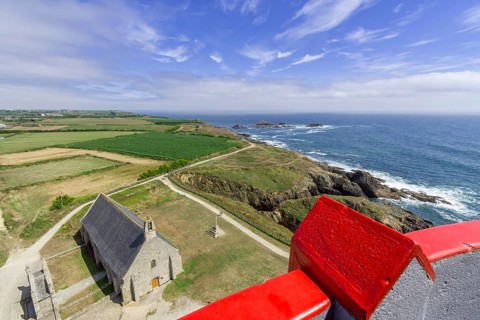 View from the lighthouse Saint Mathieu to the church Notre Dame des Graces
