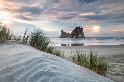 Rock island on Wharariki beach