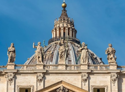 Cupola of St. Peter's Basilica with statues of Saints James