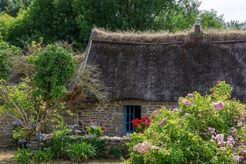 Thatched houses in the village of La Madeleine