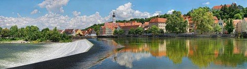 Old town of Landsberg am Lech with Lechwehr