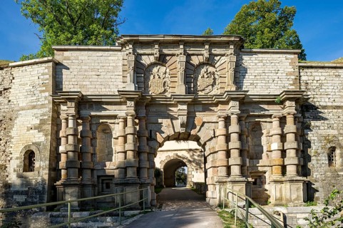 Magnificent gate in the rampart of the Renaissance fortress Wuelzburg