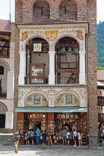 Inner courtyard with clock tower of the monastery church