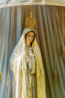 Statue of the Virgin Mary with golden crown of the Virgin Mary