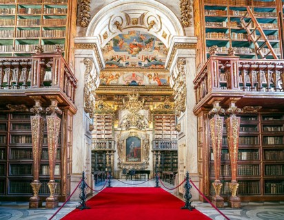 Amazing interioir of library in historic University of Coimbra
