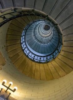 Staircase covered with opal glass tiles